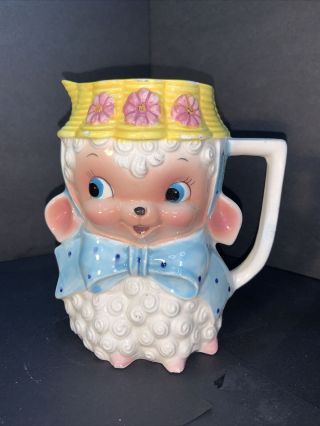 Rare Vintage Brinnco Anthropomorphic Lamb Pitcher Japan With Label Read