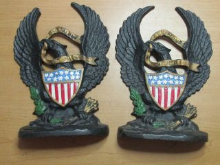 Vintage Book Ends Cast Iron American Eagle With Shield 13 Stars
