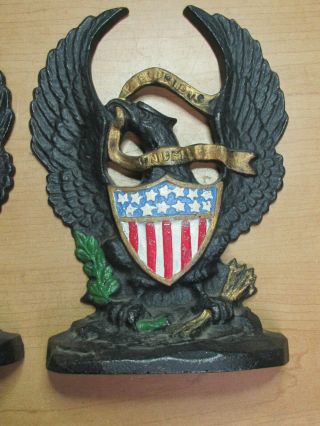Vintage Book Ends Cast Iron American Eagle With Shield 13 Stars 2
