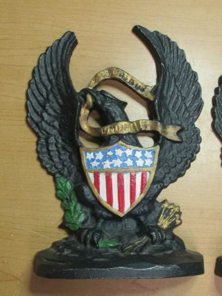 Vintage Book Ends Cast Iron American Eagle With Shield 13 Stars 3