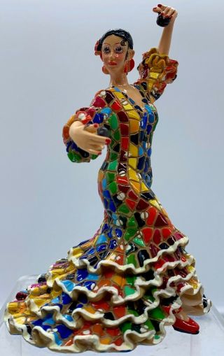 Barcino Mosaic Spanish Flamenco Lady Dancer Castanets Figurine 2008 Detailed