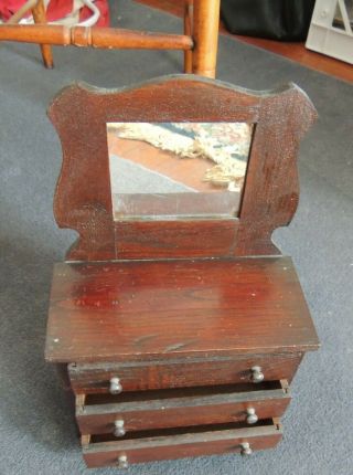 Salesman Sample Oak Wood Dresser Mirror,  Antique/vintage,  9 " X 12.  5 "