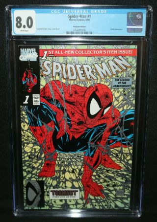 Spider - Man 1 - Todd Mcfarlane Platinum Edition - Cgc Grade 8.  0 - 1990