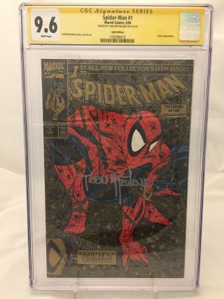 Spider - Man 1 Signed Todd Mcfarlane Cgc 9.  6 Nm,  White Pgs Gold Edition.