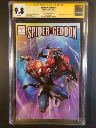 Spider - Geddon 0 Cgc 9.  8 Ss Clayton Crain Infinty Signed Convention Edition A
