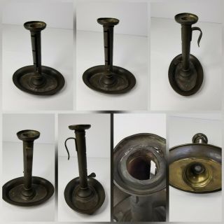 Vintage Oval Shape Brass Push - Up Candlestick Holder