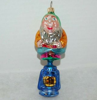 Radko Hi - Ho Christmas Ornament 95 - 097 - 0 Vintage Jolly Dwarf W.  Lantern