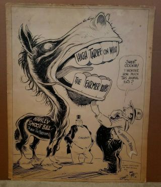 DORMAN H SMITH Political Editorial Cartoon Art SMOOT HAWLEY TARIFF 1930 2