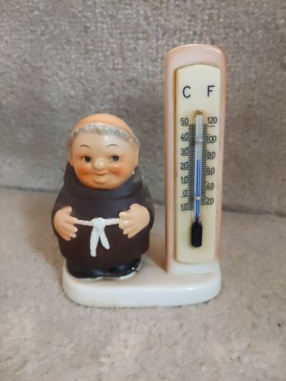 Vintage Goebel Friar Tuck Blue Thermometer Monk Euc 1956 West Germany Rare