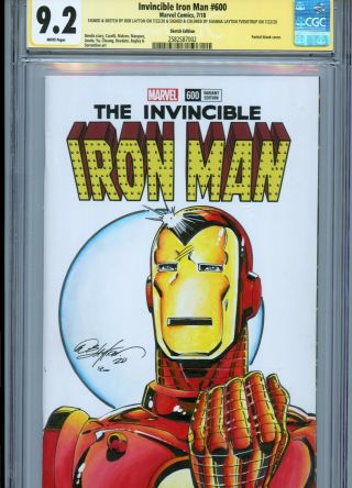 Iron Man Sketch Cover By Bob Layton And Shanna Layton Cgc Ss 9.  2 Marvel Avengers