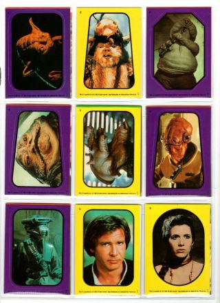 1983 Topps Star Wars Return Of The Jedi Complete Sticker Set 1 - 33 Near -