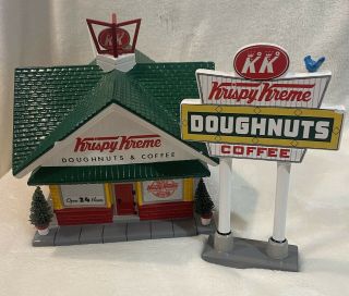 Dept 56 Snow Village Krispy Kreme Doughnut Shop &sign -