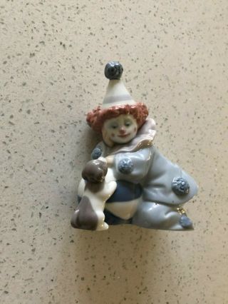 Lladro 5278 Clown Pierrot With Puppy And Ball Glazed Figurine