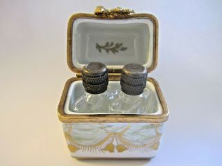 Signed Eximious Peint Main Limoges France Trinket Box With Perfume Bottles