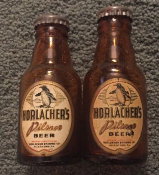 Horlacher’s Pilsner Mini Beer Bottle Salt And Pepper Shakers Allentown Pa