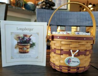 Longaberger Cc May Series Miniature Sweet Pea Basket Flowers Liner Prot.  Tie On