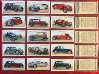 1936 John Player - Motor Cars A Series - Full 50 Card Set - Cigarette Cards -