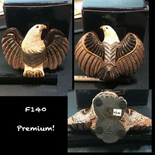 Artesania Rinconada Uruguay Eagle Art Pottery Figurine - F140 Gold Anni.