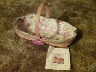 Longaberger Basket 2001 May Series " Peony " With Liner & Protector & Tie On
