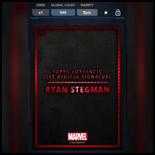 Marvel Topps King In Black 1 Ryan Stegman Autograph Epic Digital Card 516CC 2