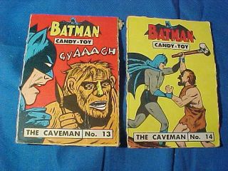 2 - 1966 Batman Candy,  Toy Cardboard Box Top Card - The Caveman No 13,  14
