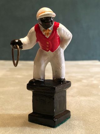 Miniature Solid Cast Metal Lawn Jockey,  Only 3/12 Inches High
