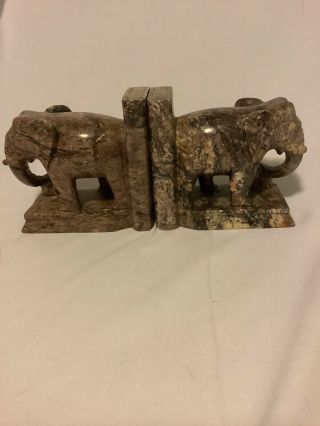 2 Stone Handcrafted Marble Elephant Bookends Ten Thousand Villages Baby