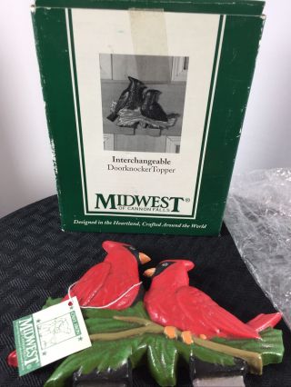 Midwest Of Cannon Falls Cardinal Red Birds Nesting Doorknocker Topper W/box