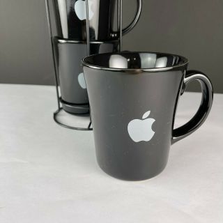 Apple Macintosh Computer Black Coffee Mug Cup Apple Logo Set Of 4