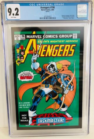 Avengers 196 Marvel Reprint Taskmaster 1st Appearance Cgc 9.  2 George Perez