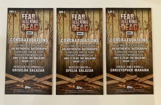Set Of 3 - FEAR THE WALKING DEAD Widevision AUTO Ofelia,  Griselda,  Christopher 2