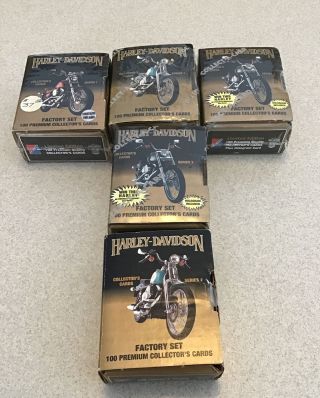 5 Boxes 1992 - 93 Harley Davidson Collector Cards - 4 Factory And 1 Open