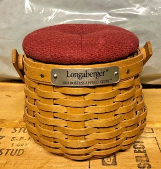 Longaberger 2003 Hostess Appreciation Basket /w Pin Cushion Lid