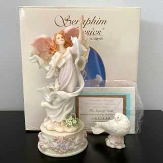 Seraphim Classics Angel Of Faith Holding Bible With Dove 3pc Figurine Box