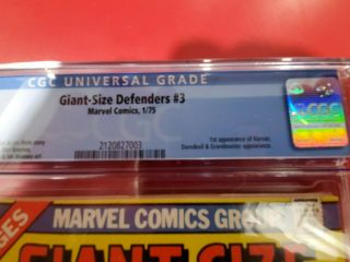 GIANT SIZE DEFENDERS 3 CGC 7.  0 1ST APPEARANCE OF KOVAC (CHRISTIAN BALE TO PLAY) 3