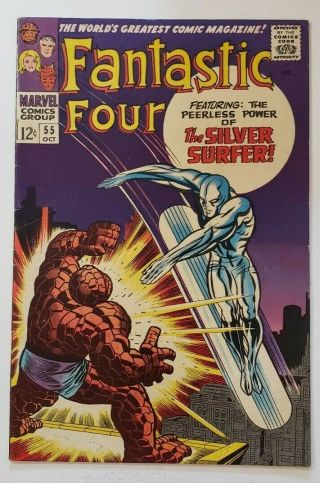 Fantastic Four 55 Vf - 7.  5 Oct.  1966 Marvel Comic Vintage 4th App Silver Surfer