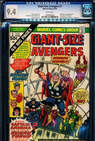 Giant - Size Avengers 1 Cgc 9.  4 1st Nuklo John Romita Cover White Pages