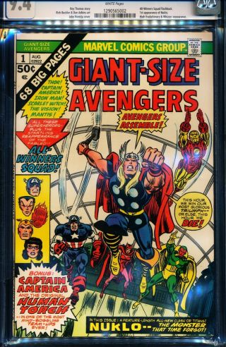 GIANT - SIZE AVENGERS 1 CGC 9.  4 1st Nuklo John Romita cover White Pages 2