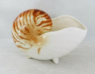 Fitz & Floyd Ceramic Nautilus Shell Vase Planter Made In Japan 5 3/8 Inch Tall