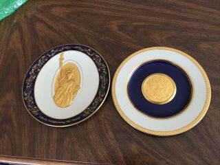 Statue Of Liberty And Great Seal Of United States Pickard Commemorative Plates