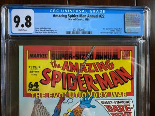The Spider - Man Annual 22 CGC 9.  8 First Appearance of Speedball 3