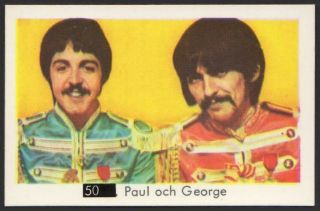The Beatles Paul & George - 1968 Swedish Black Pop Number Series Gum Card 50.