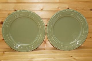 Longaberger Woven Traditions Sage Green (2) Luncheon Plates,  9 1/8 "