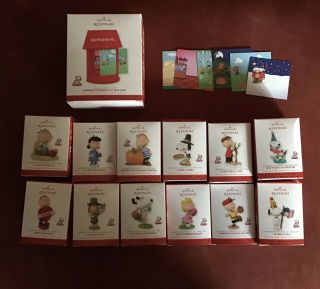 Hallmark Happiness Is Peanuts All Year Long Complete Set Of 12 With Display