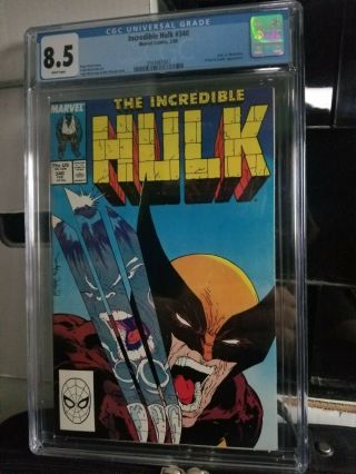 1988 Incredible Hulk 340 Vs.  Wolverine Cgc 8.  5 Mcfarlane Cover White Pages