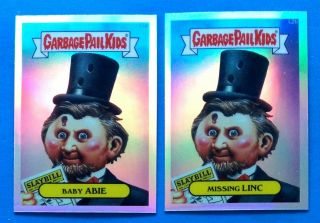 Garbage Pail Kids Chrome Series 1 Lost Refractor L2a Baby Abe & L2b Missing Linc