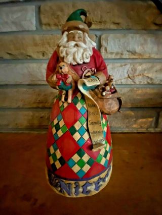 Jim Shore " He Knows " Santa Large Figurine 2 Sides Naughty Heartwood Creek