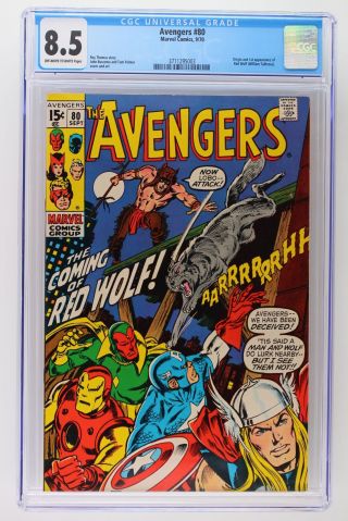 Avengers 80 - Marvel 1970 Cgc 8.  5 Origin And 1st Appearance Of Red Wolf (willia