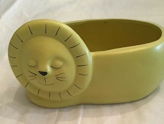 Vintage 1960s Lion Planter Pot Mid Century Yellow Ceramic Lion 84 - 280369 - 0007