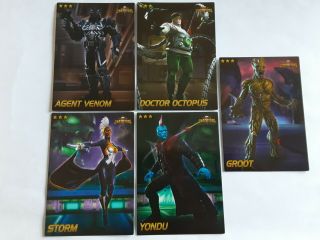 5 Pack Uncommon Marvel Contest Of Champions Cards,  Storm,  Groot,  Agent Venom,  2